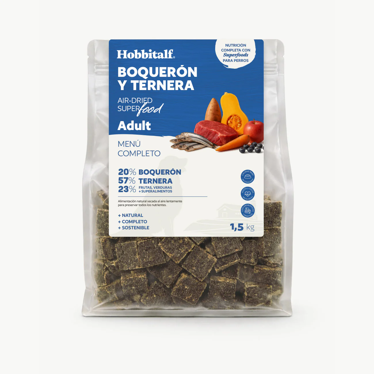 Menú Air-dried SUPERFOOD de Boquerón y Ternera para perros adultos y junior Menú Air-dried SUPERFOOD de Boquerón y Ternera para perros adultos y junior