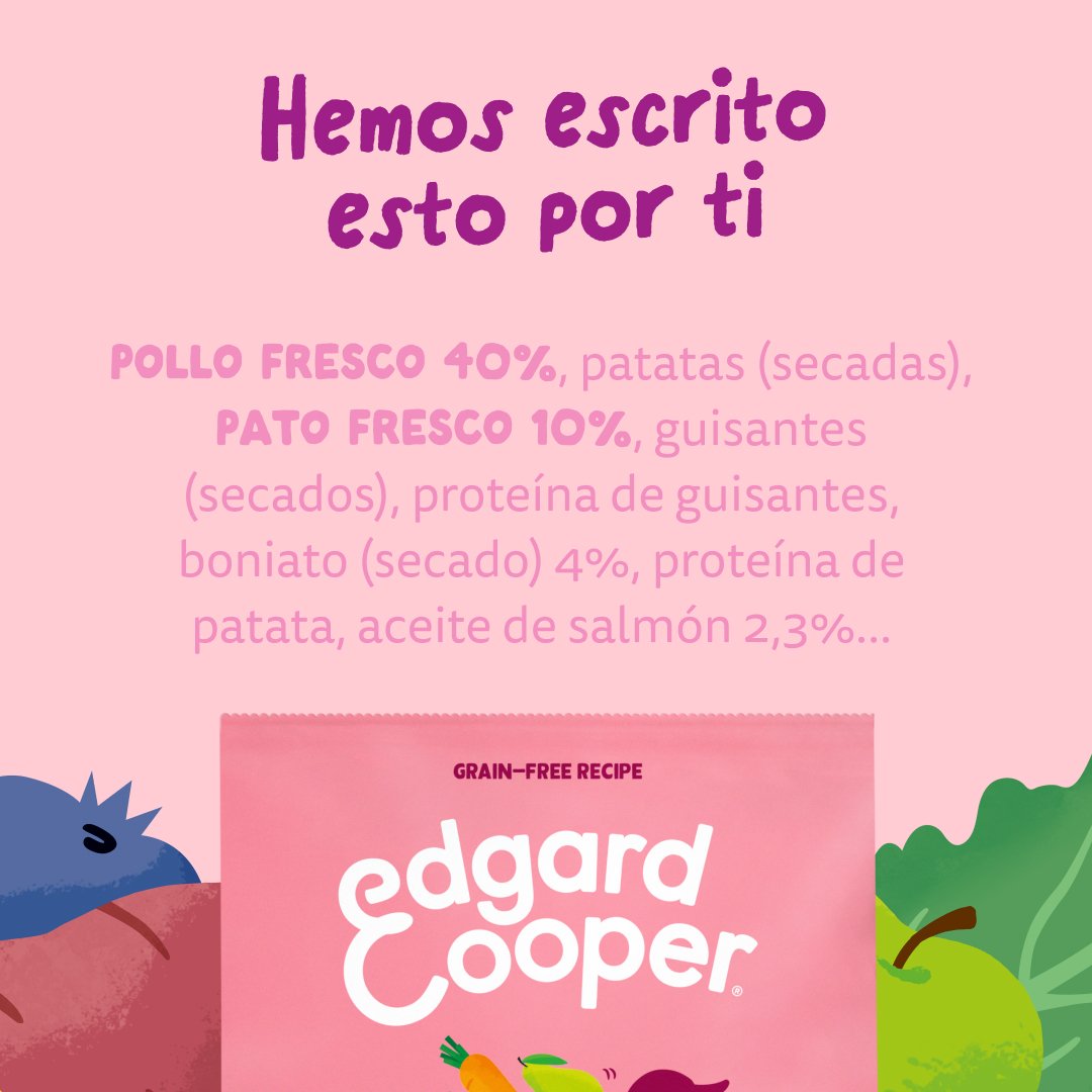 Pienso Cachorros sin Cereales Pato y Pollo Fresco – Edgard & Cooper ingredientes