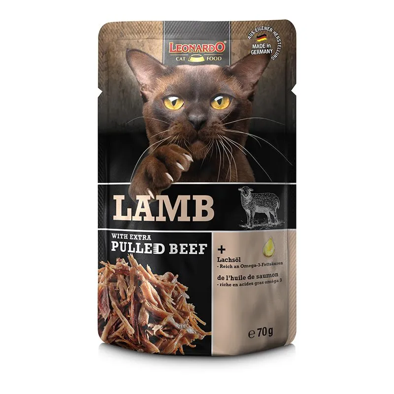 Paté con carne desmechada de cordero & ternera para Gato - Leonardo PULLED Beef Paté con carne desmechada de cordero & ternera para Gato - Leonardo PULLED Beef