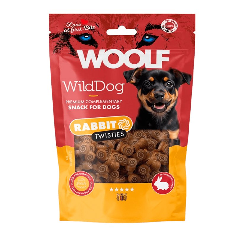 Woolf Snacks Twisties de conejo y bacalao para perros Woolf Snacks Twisties de conejo y bacalao para perros